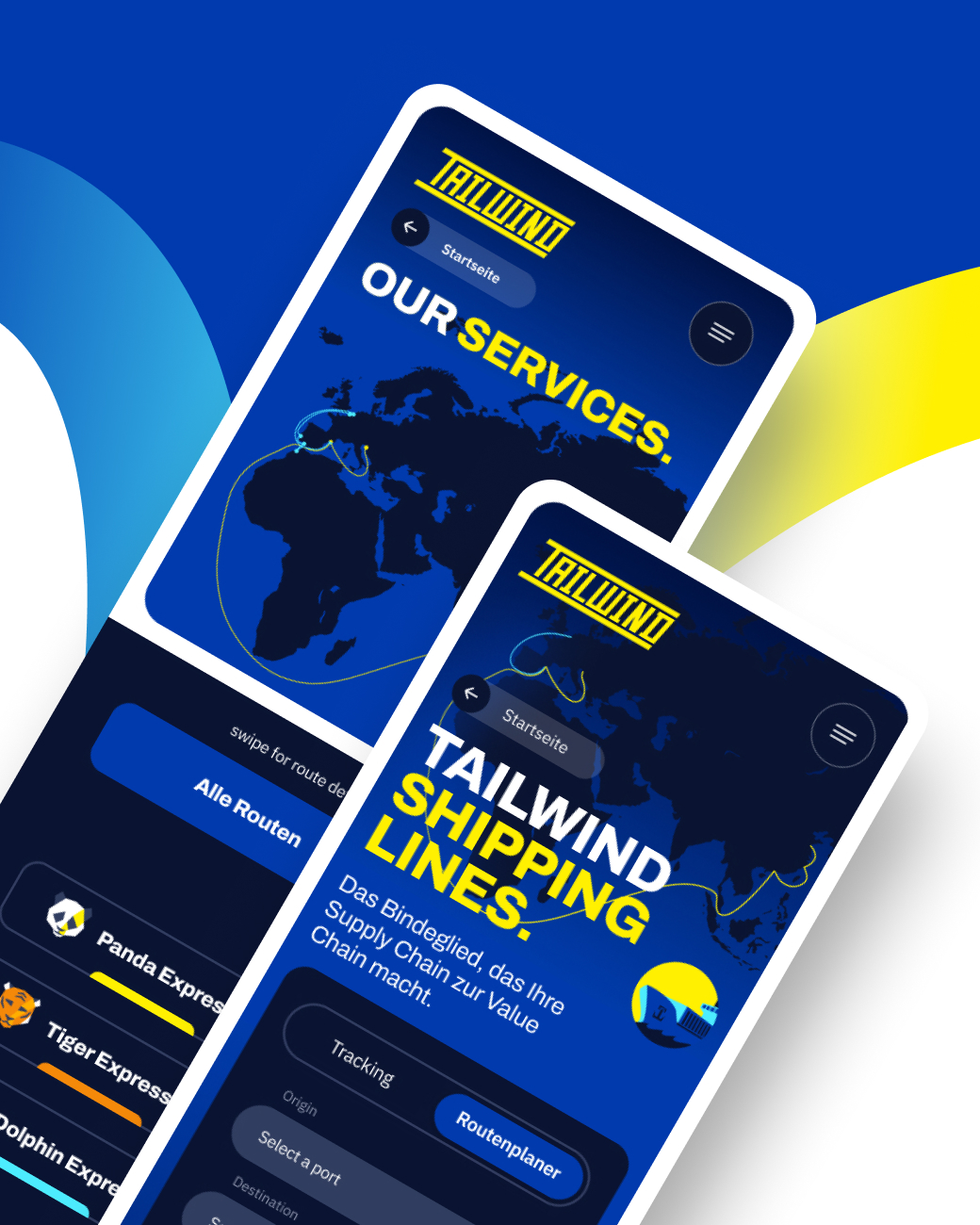 A smartphone screen showing Tailwind Website