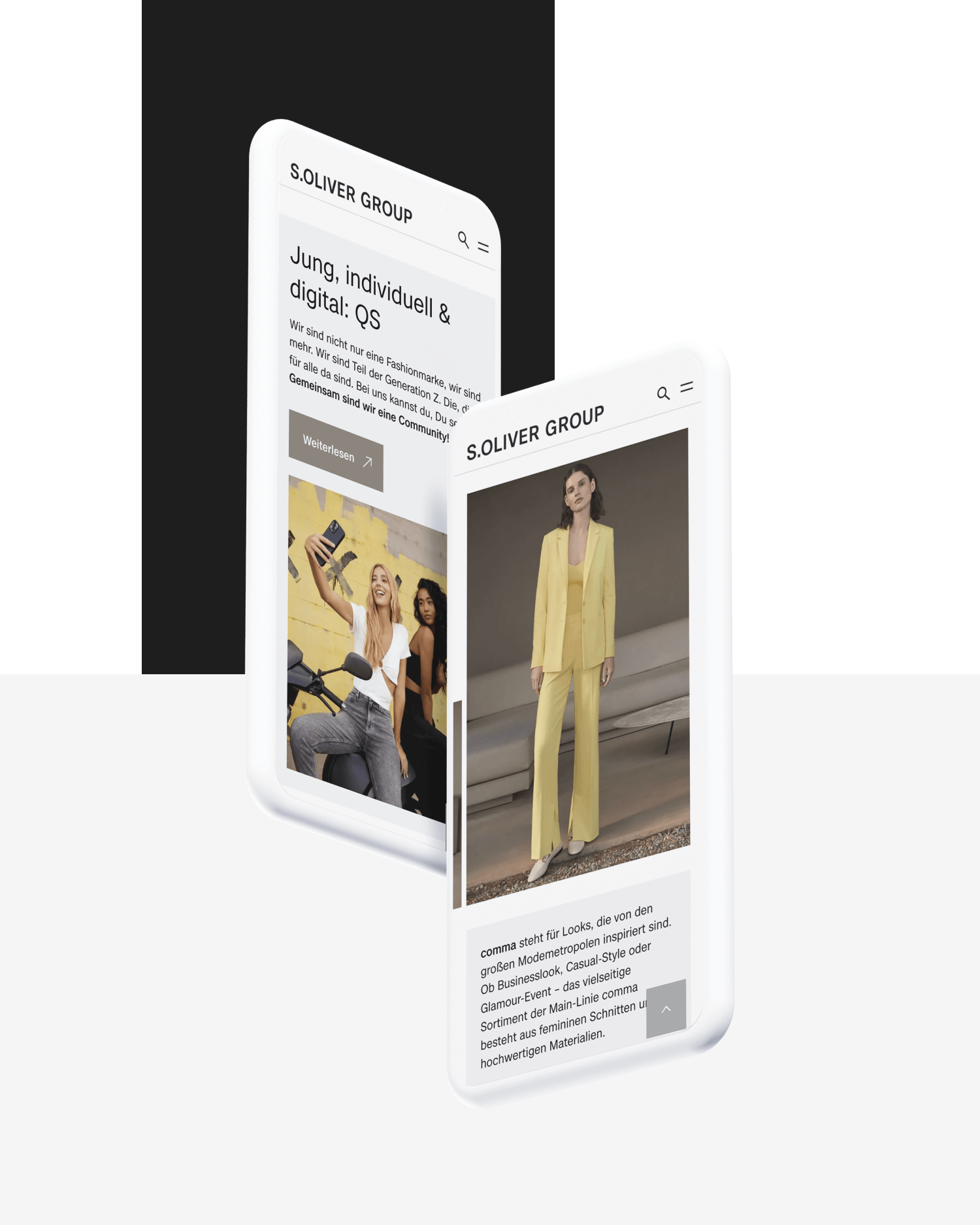 Zwei Abbildungen von s.Oliver auf einem Handy