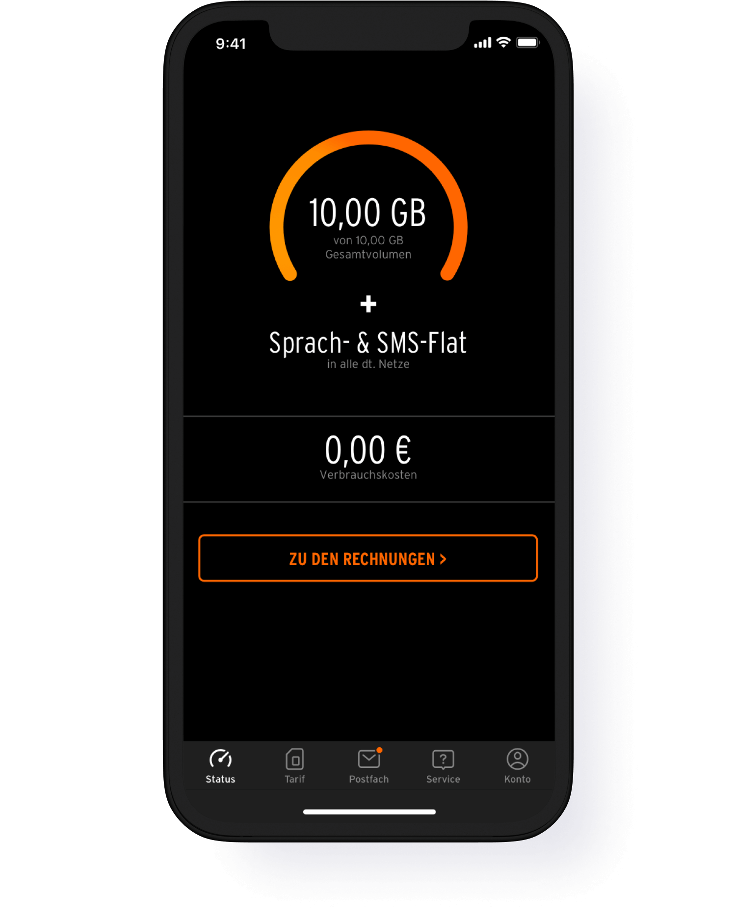Auf einem Handy ist das gesamtvolumen vom Otelo Guthaben zusehen