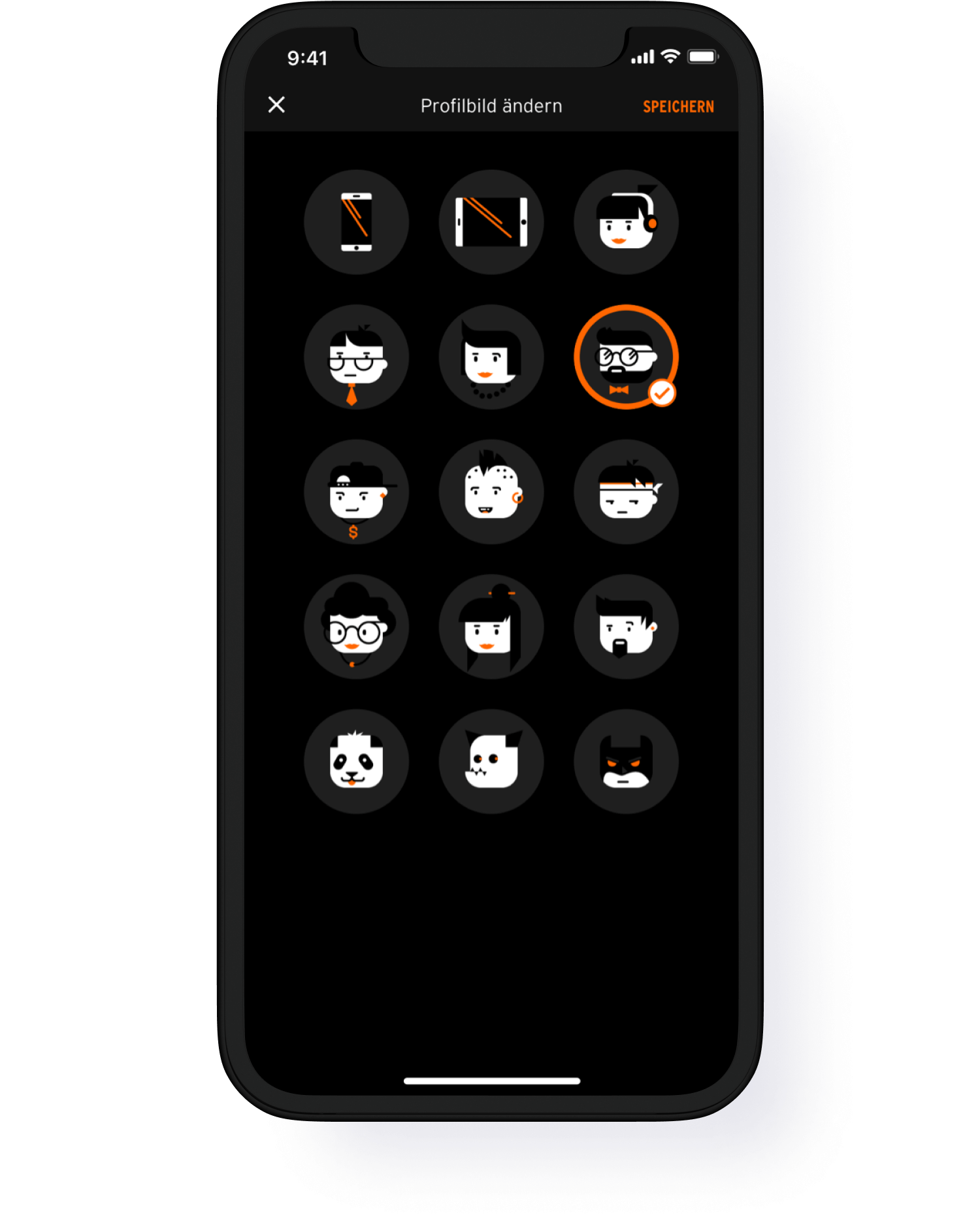 Auf einem Handy ist die Übersicht von Profilbildern zusehen