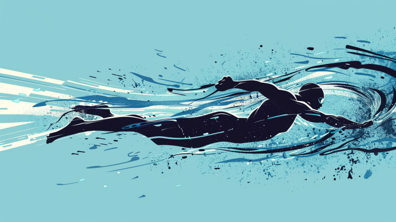 a cartoon image of a swimmer moving quickly