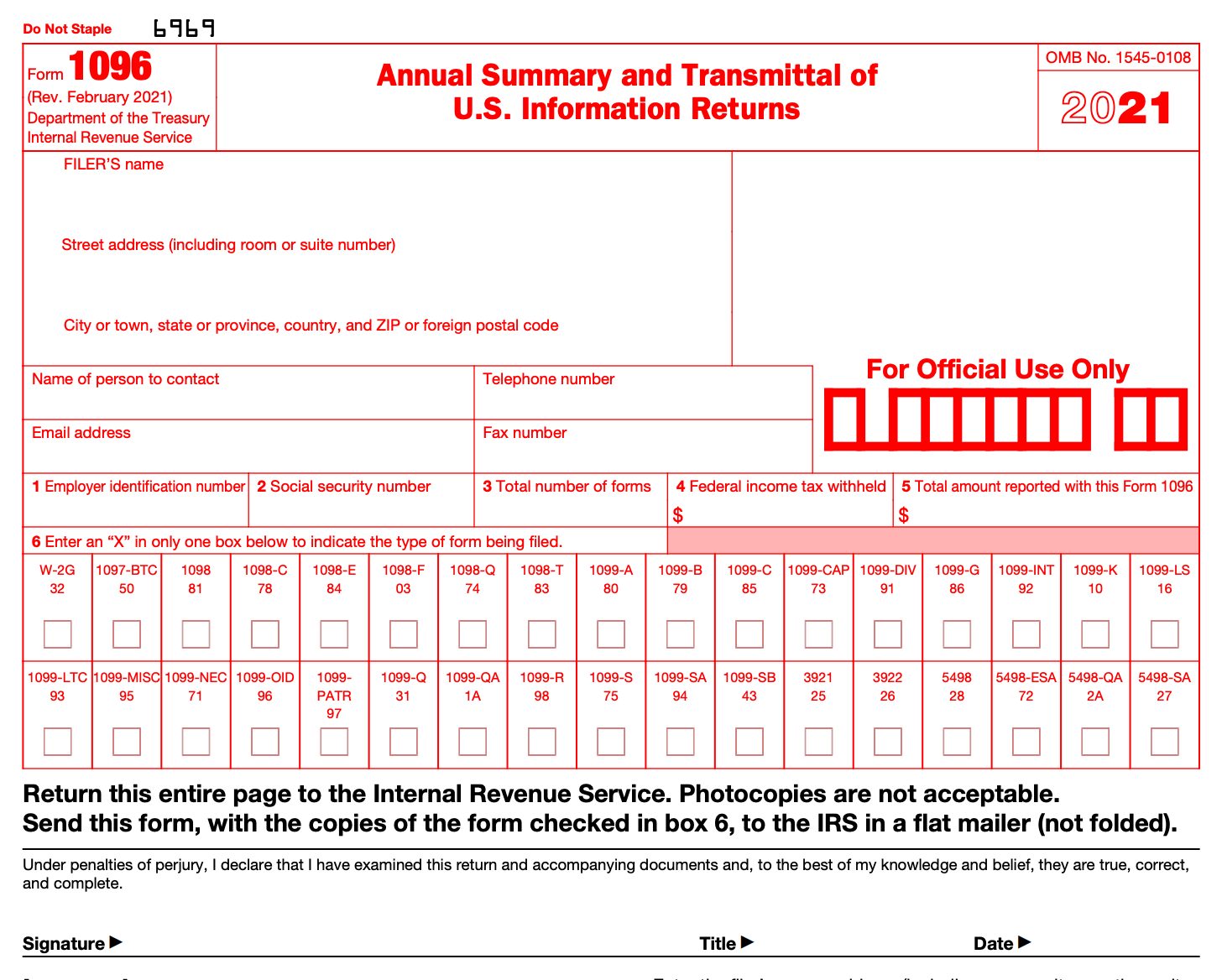 Part of Form 1096
