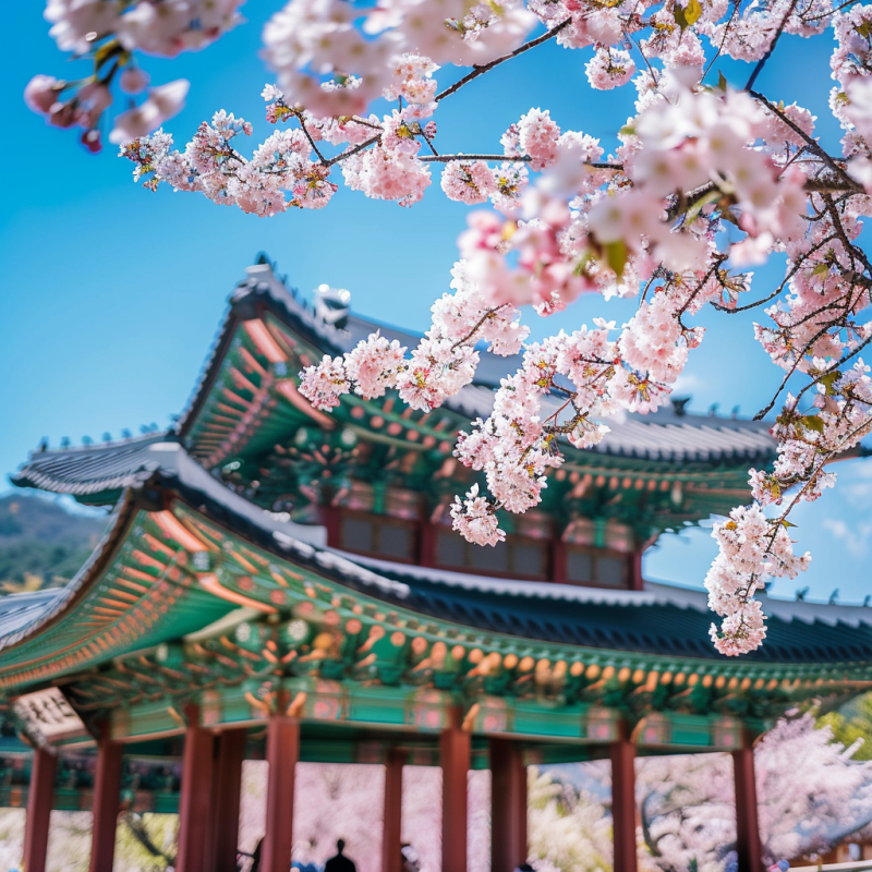 A shot of cherry blossoms in Seoul