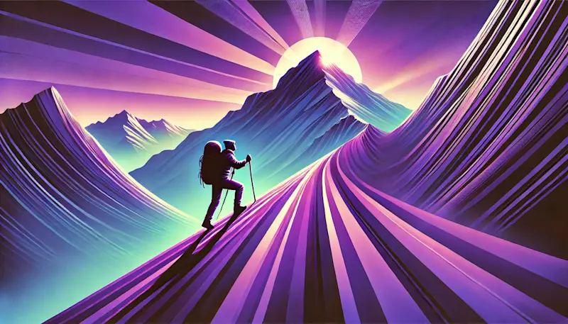 person climbing a mountain