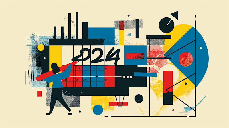 An illustration of a giant 2024 calendar planner