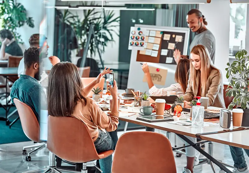 a group of people coworking