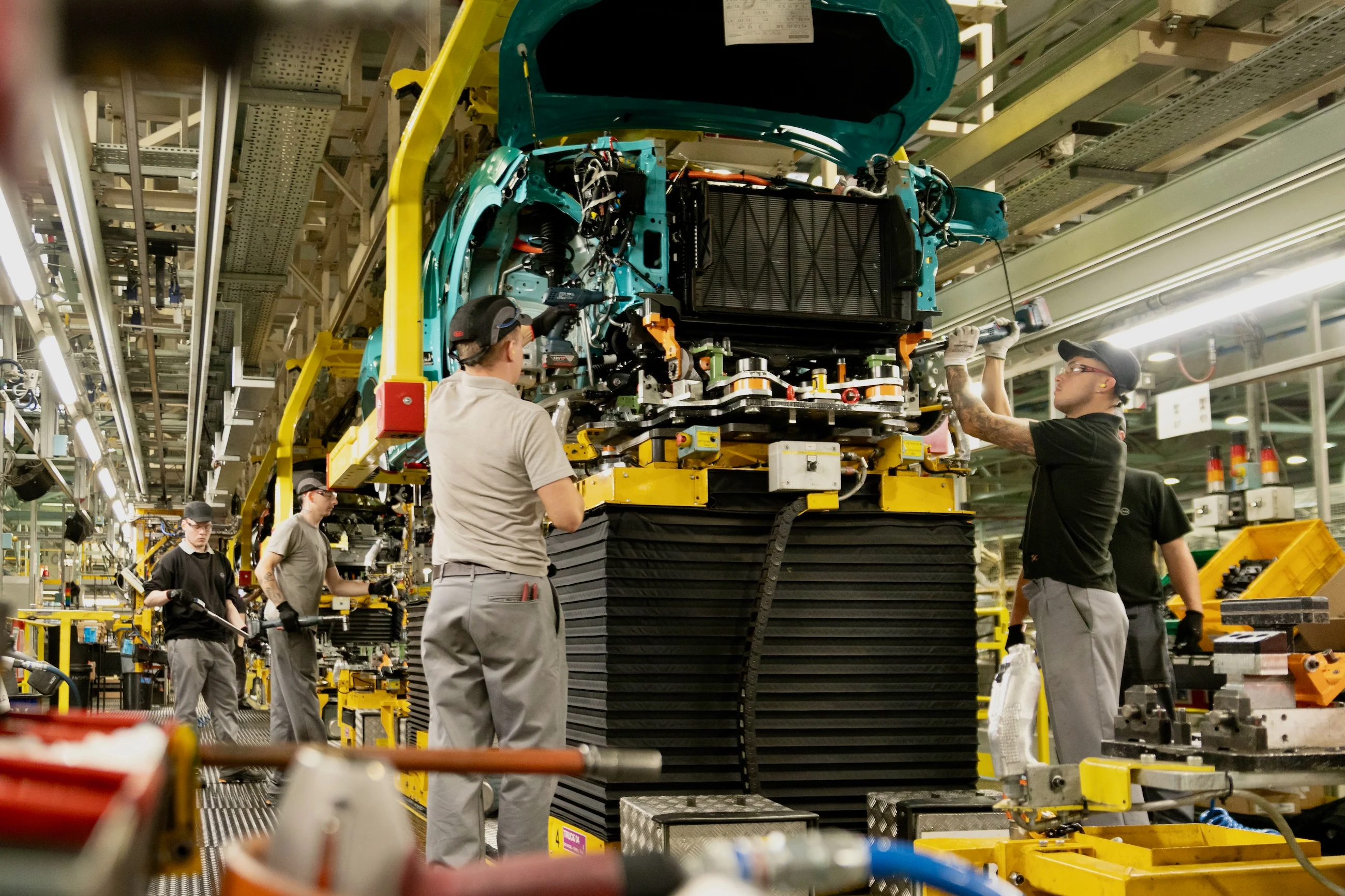 Nissan LEAF on the chassis line at Nissan Sunderland Plant