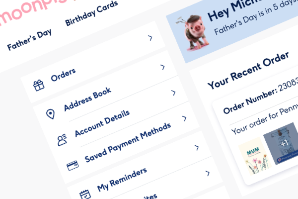 Moonpig account pages migration