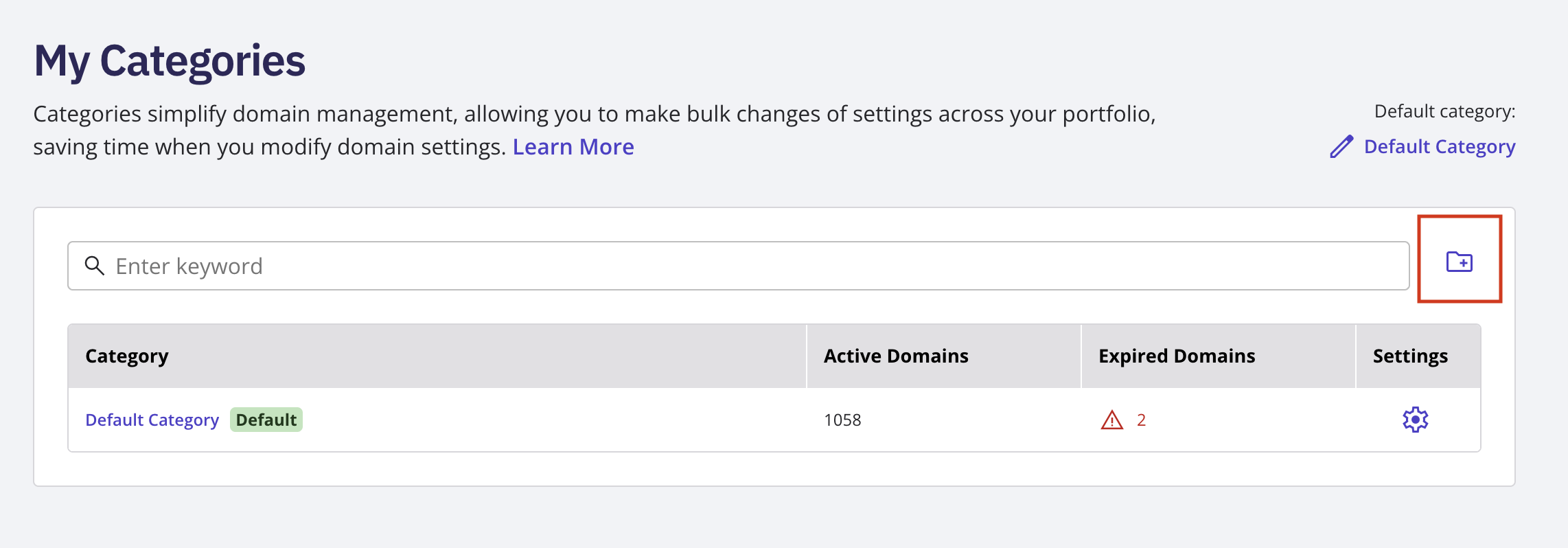 My Categories page with the \+ New Category button and the naming field open