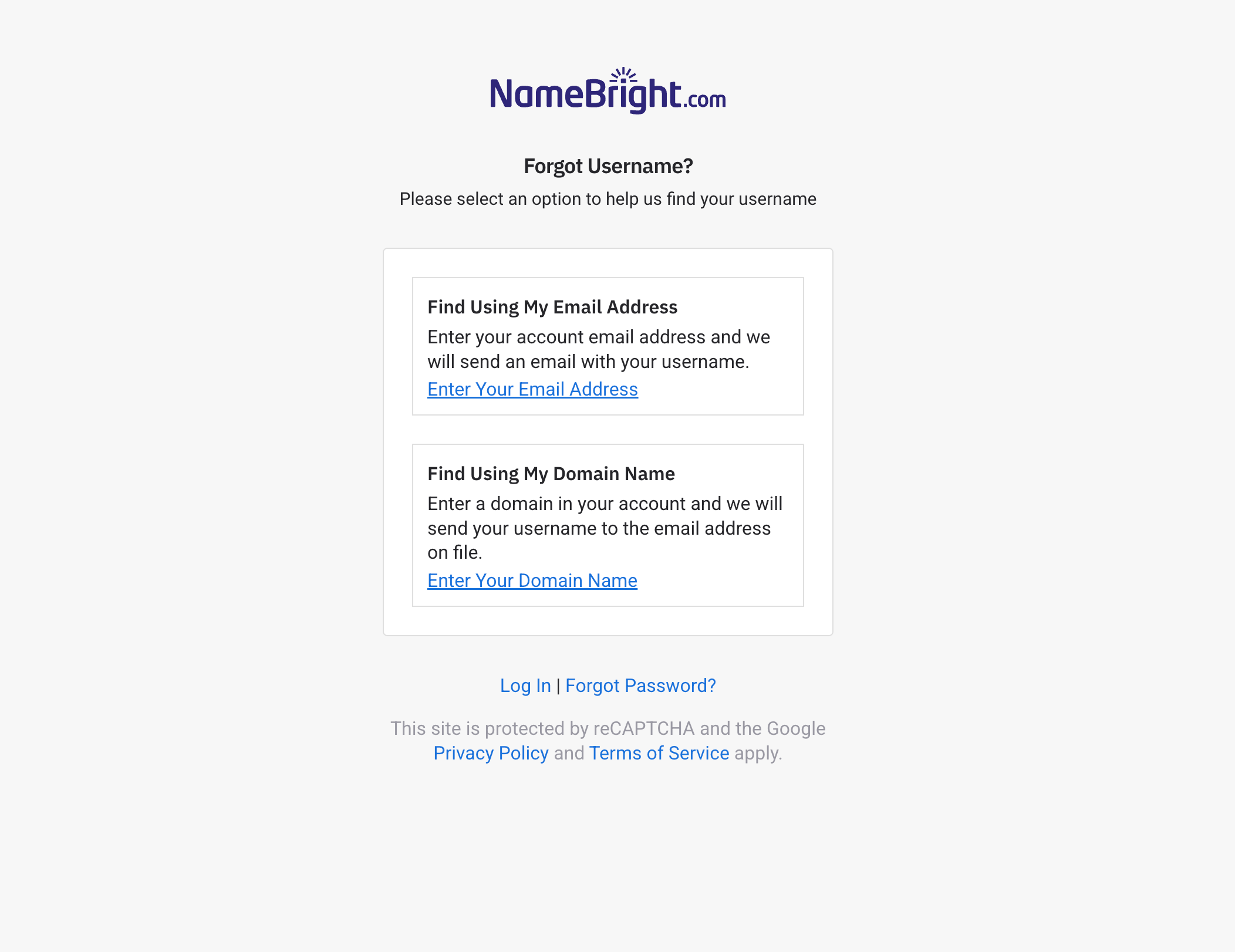 The Forgot Username form