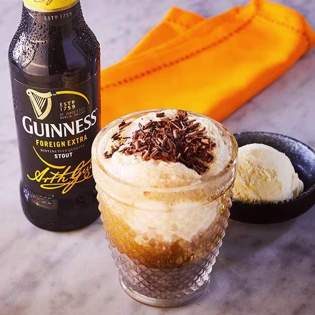 Guinness Ice Cream Float, cropped closeup