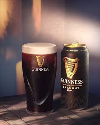 Guinness Draught Stout Cropped Can and Glass