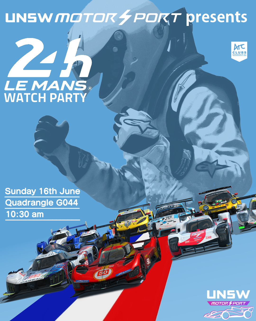 UNSW MotorSoc Le Mans Watch Party Promo Poster