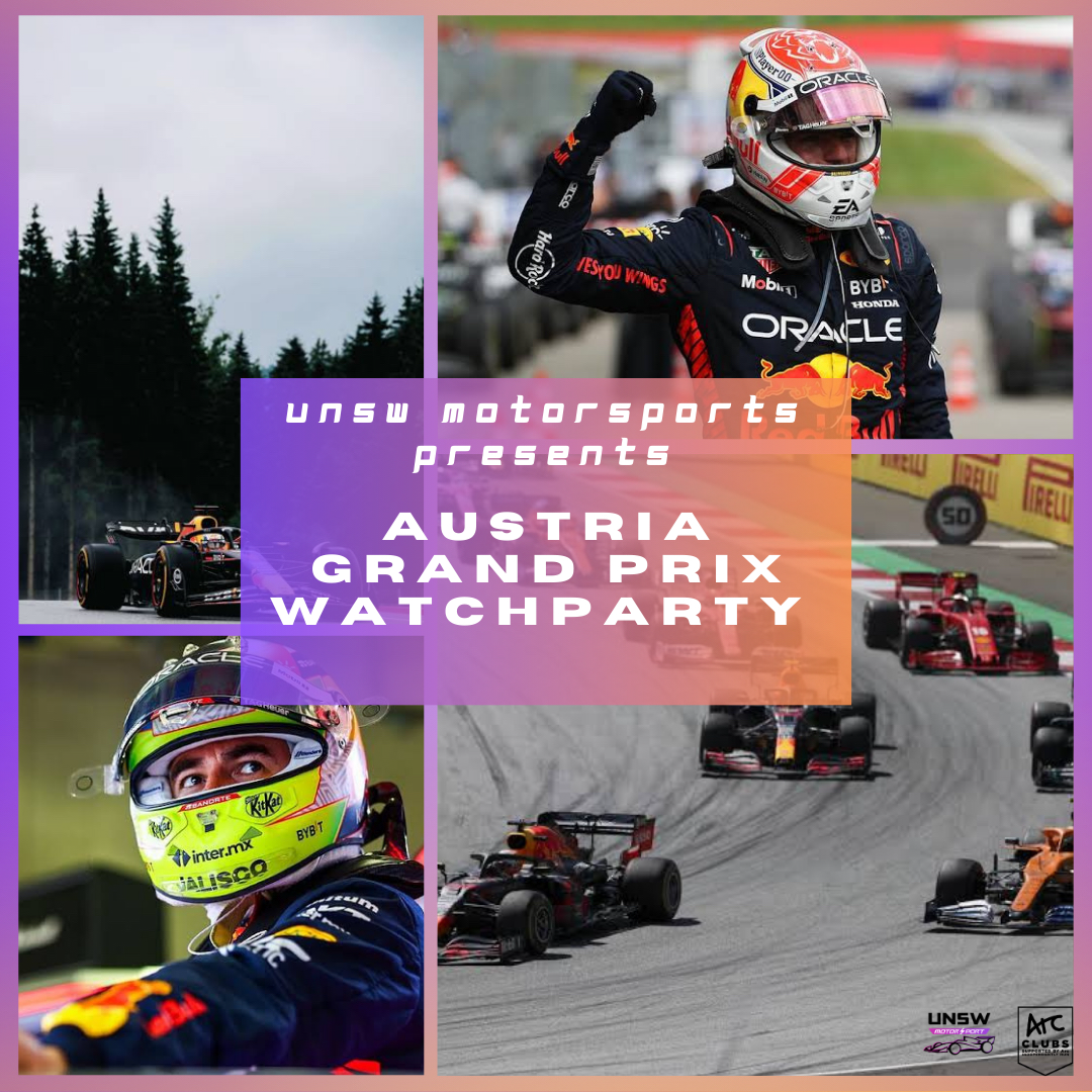 UNSW MotorSoc Austrian GP Virtual Watch Party Promo Poster