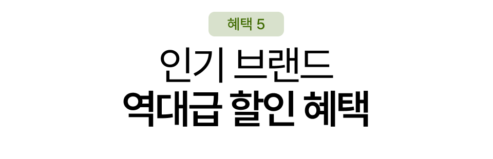 혜택 5. 인기 브랜드 역대급 할인 혜택