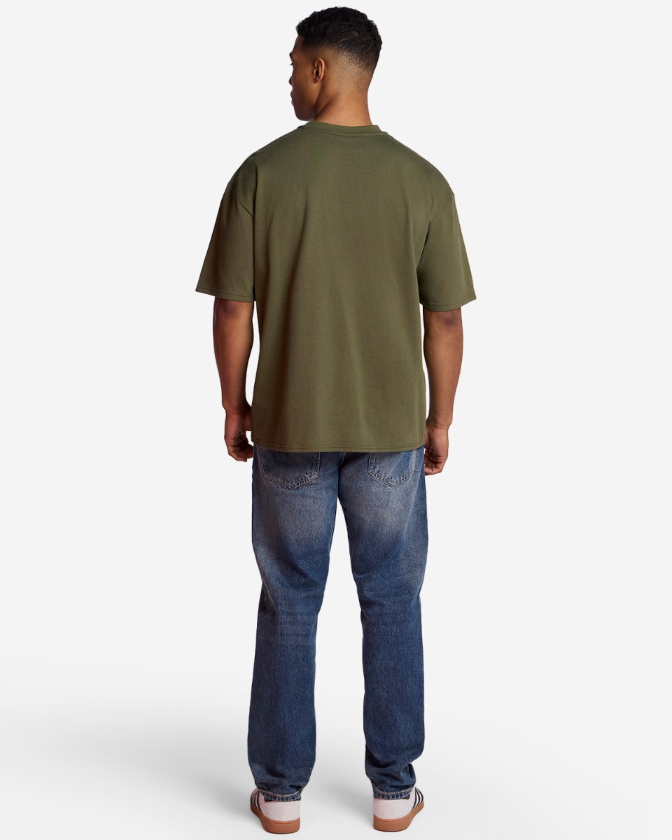 LFC Mens Liverbird Emblem Oversized Tee Khaki - Image 3