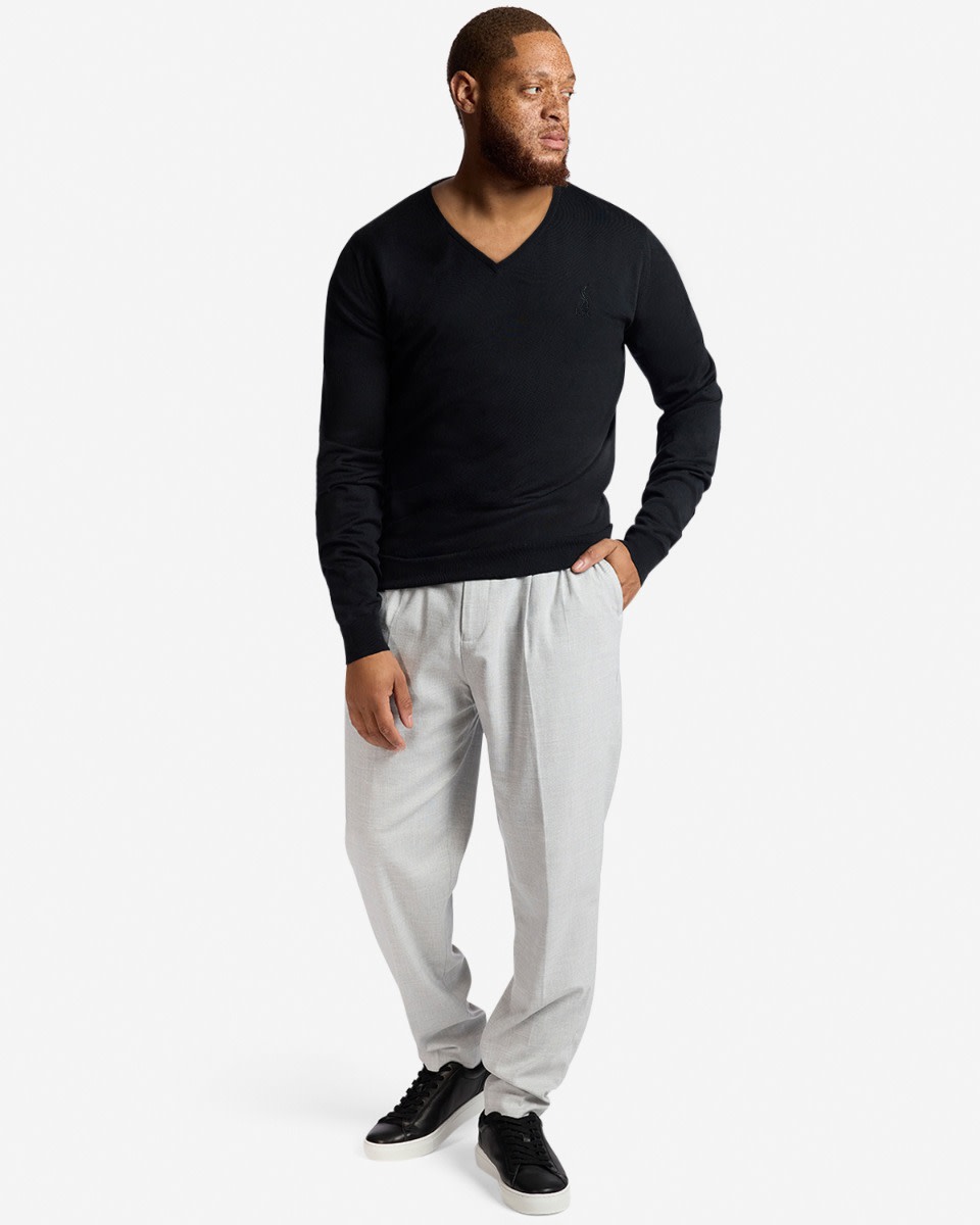 Pull à col en V en laine mérinos extra fine LFC X John Smedley pour homme, noir - Image 3