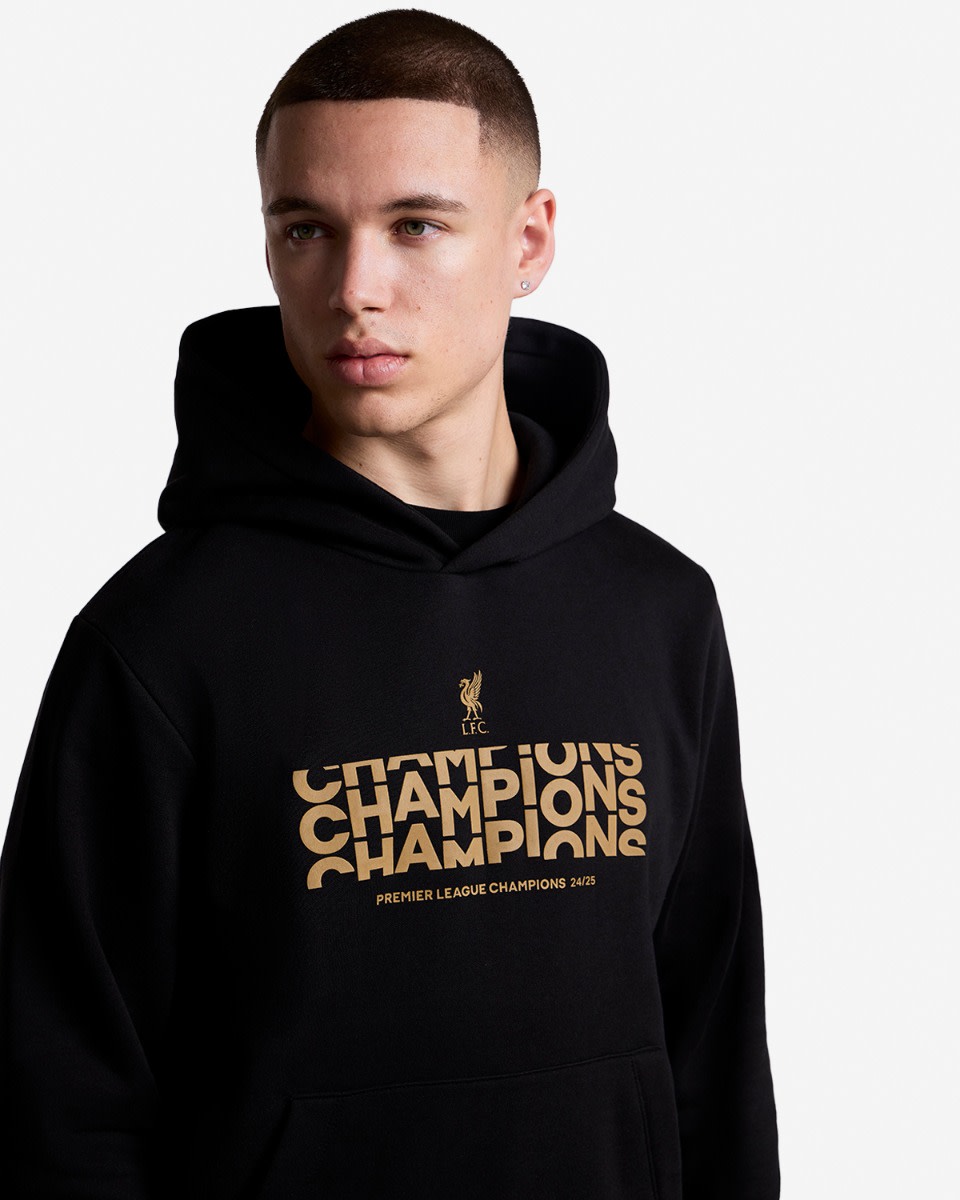 LFC Mens Champions Text Hoody Black - Image 2