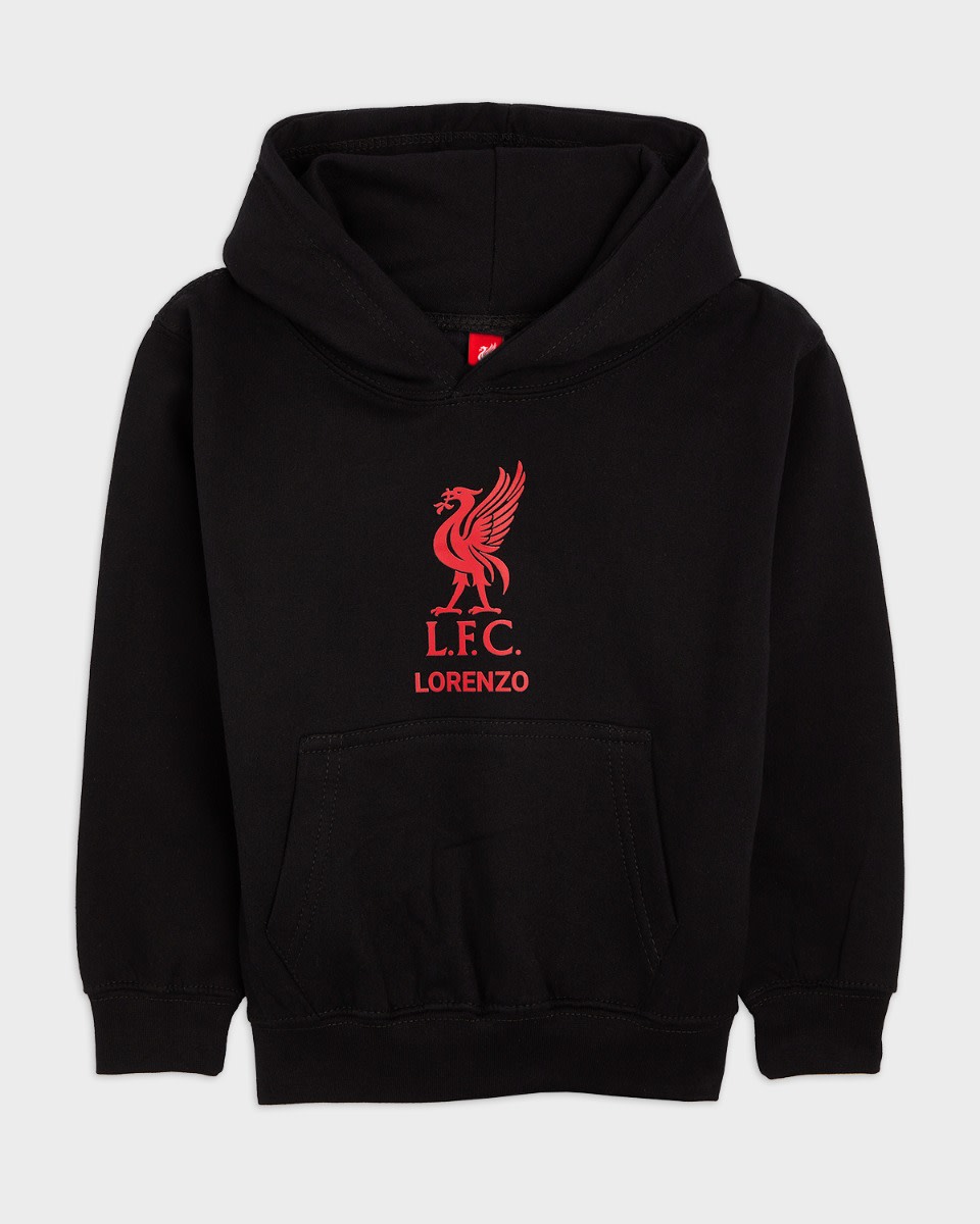 LFC Junior Red Liverbird Personalised Black Hoody - Image 2