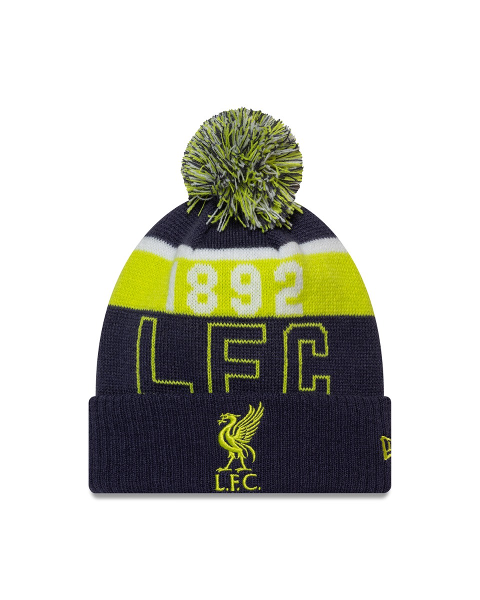 LFC NEW ERA SPORT CUFF 1892 Beanie POM POM Navy & Lime Green - Image 1