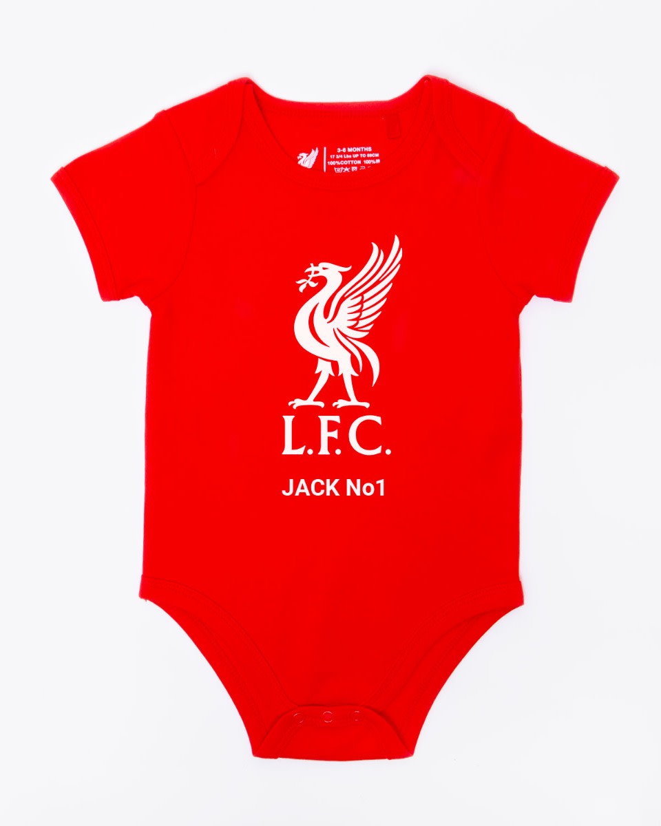 LFC Baby Personalised Liverbird Bodysuit Red - Image 1