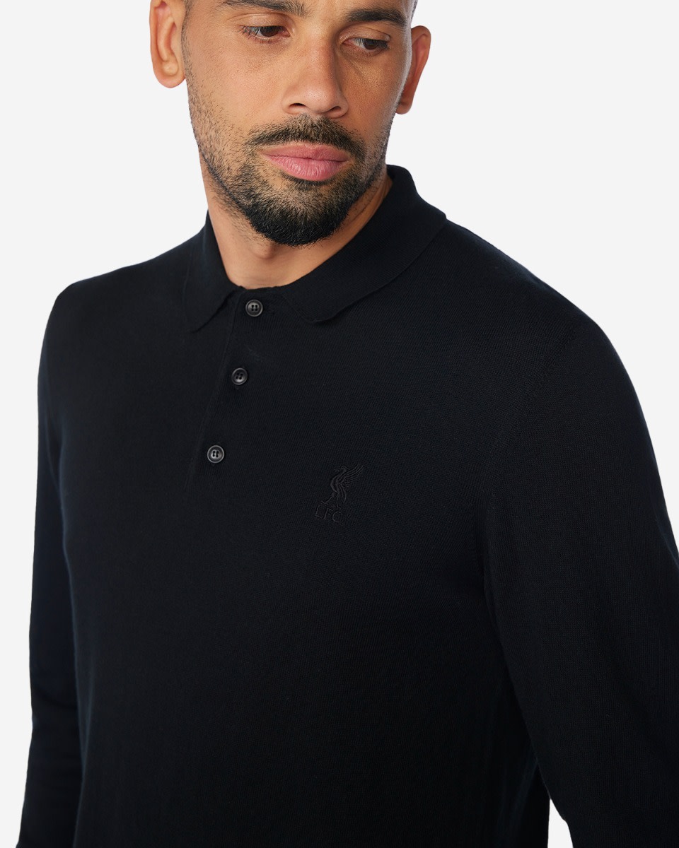 เสื้อโปโลถักแขนยาวผู้ชาย LFC สีดำ - Image 2