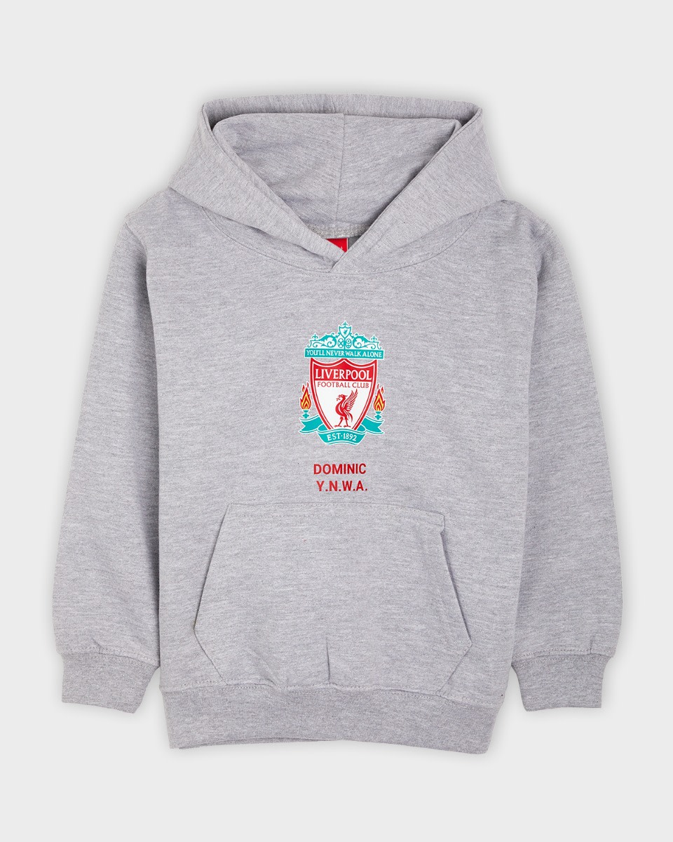 LFC Junior Crest Personalised Grey Hoody - Image 2