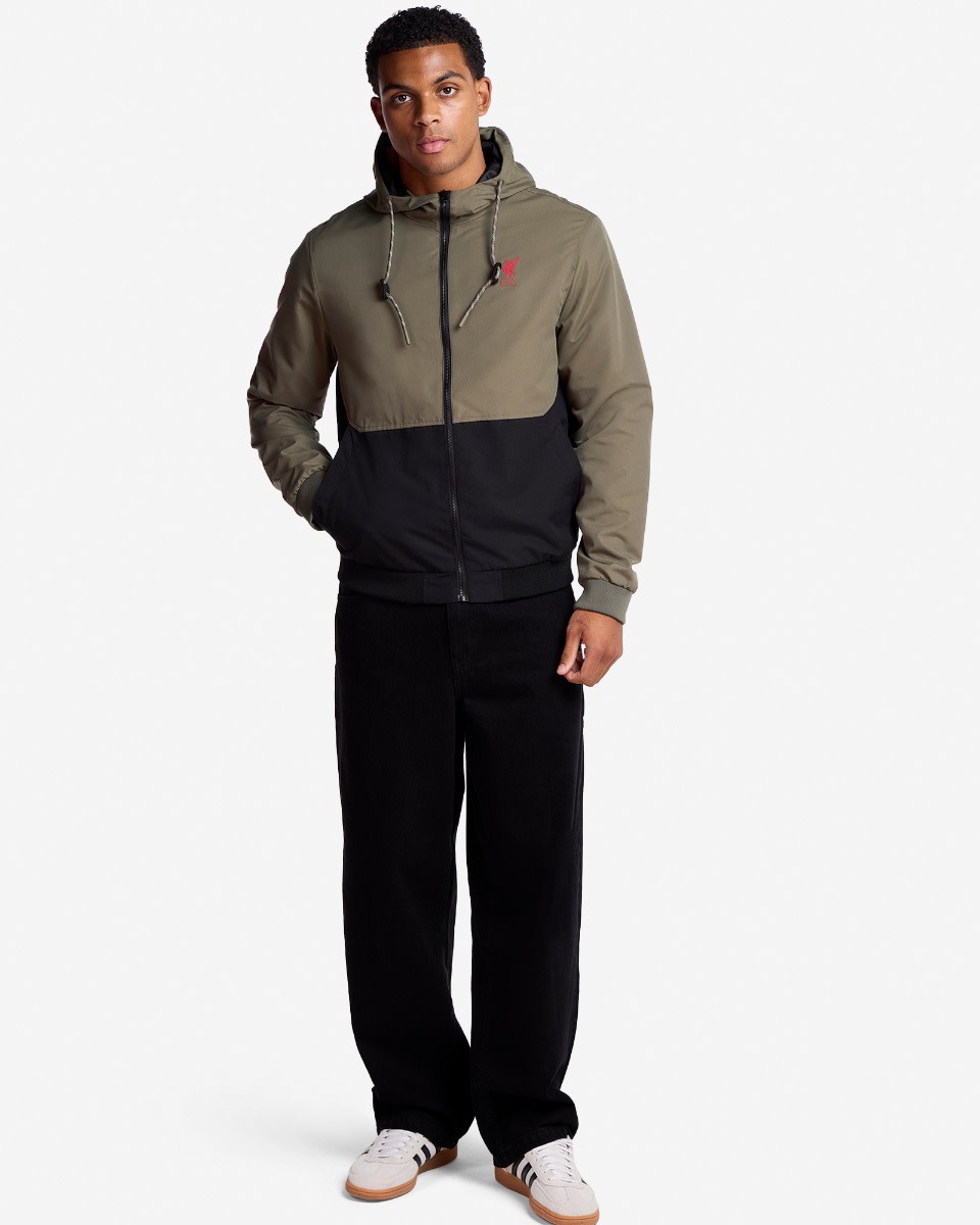 LFC Mens Colour Block Windcheater Khaki & Black - Image 3