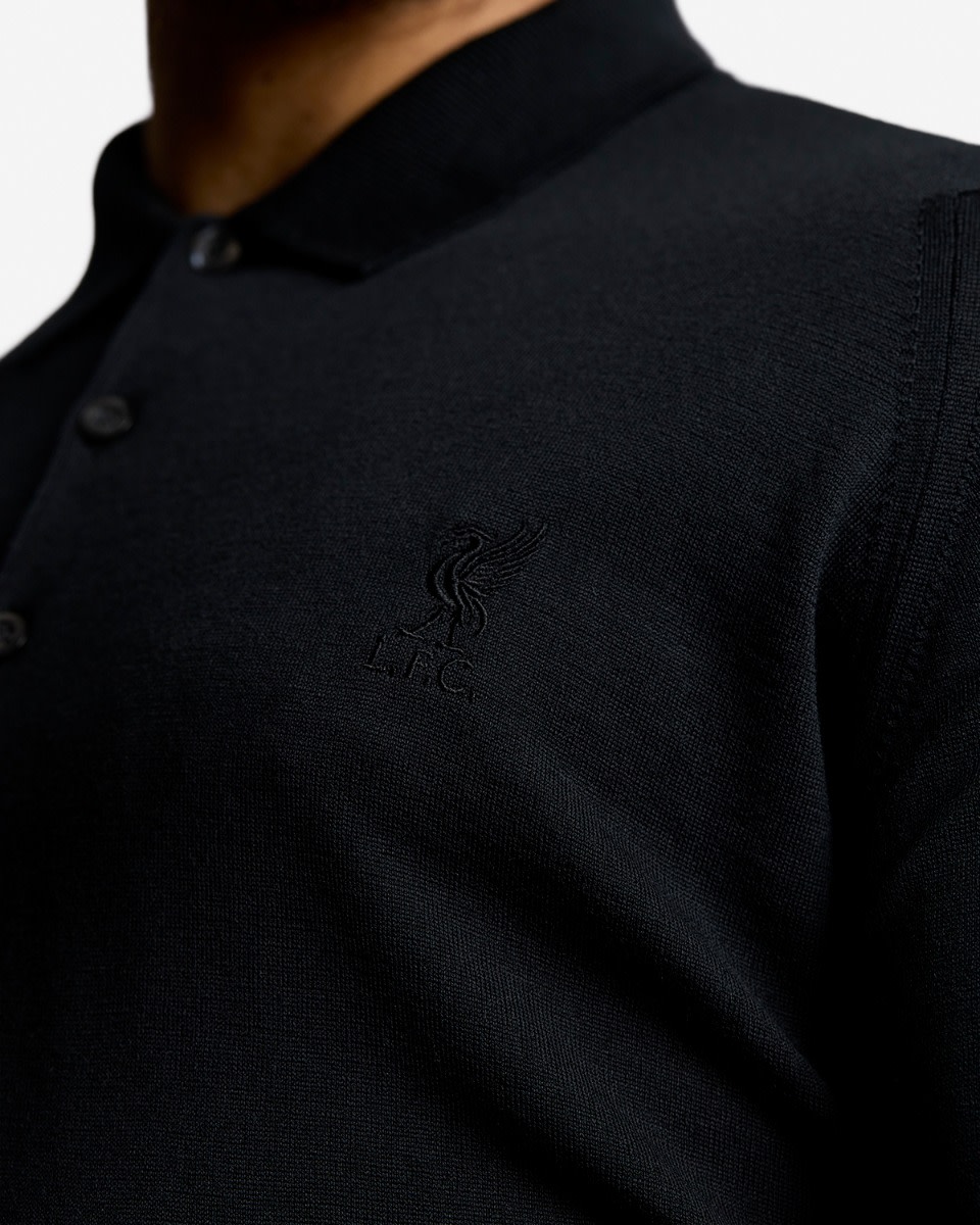 Polo à manches longues LFC X John Smedley en laine mérinos extra fine pour homme, noir - Image 2
