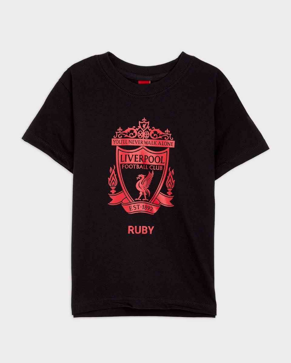 LFC Junior Red Crest personlig svart T-skjorte - Image 2