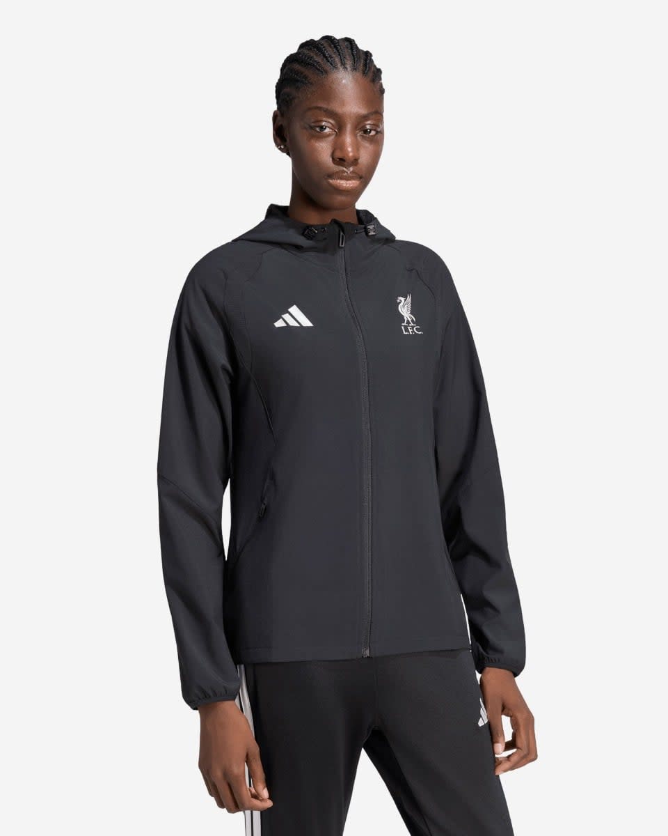 Coupe-vent LFC Adidas Tiro Travel à fermeture éclair intégrale pour femmes, noir - Image 1