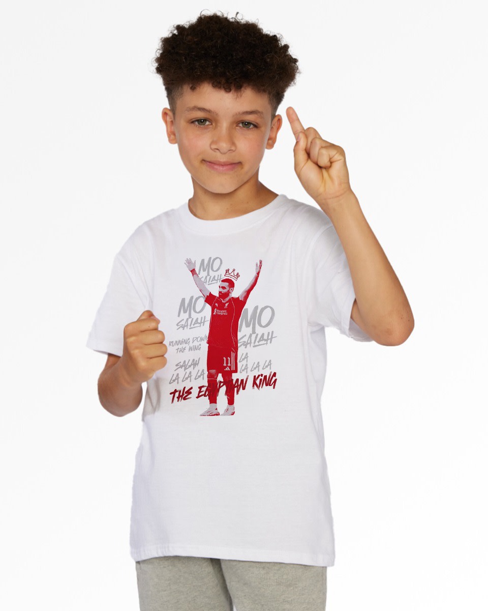 LFC Juniors Mo Salah Egyptian King Tee White - Image 1