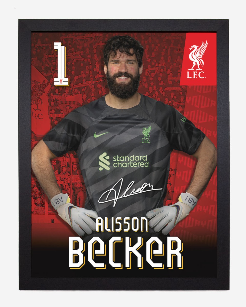 LFC 23/24 Alisson Becker 30 x 40 Framed Print - Image 1