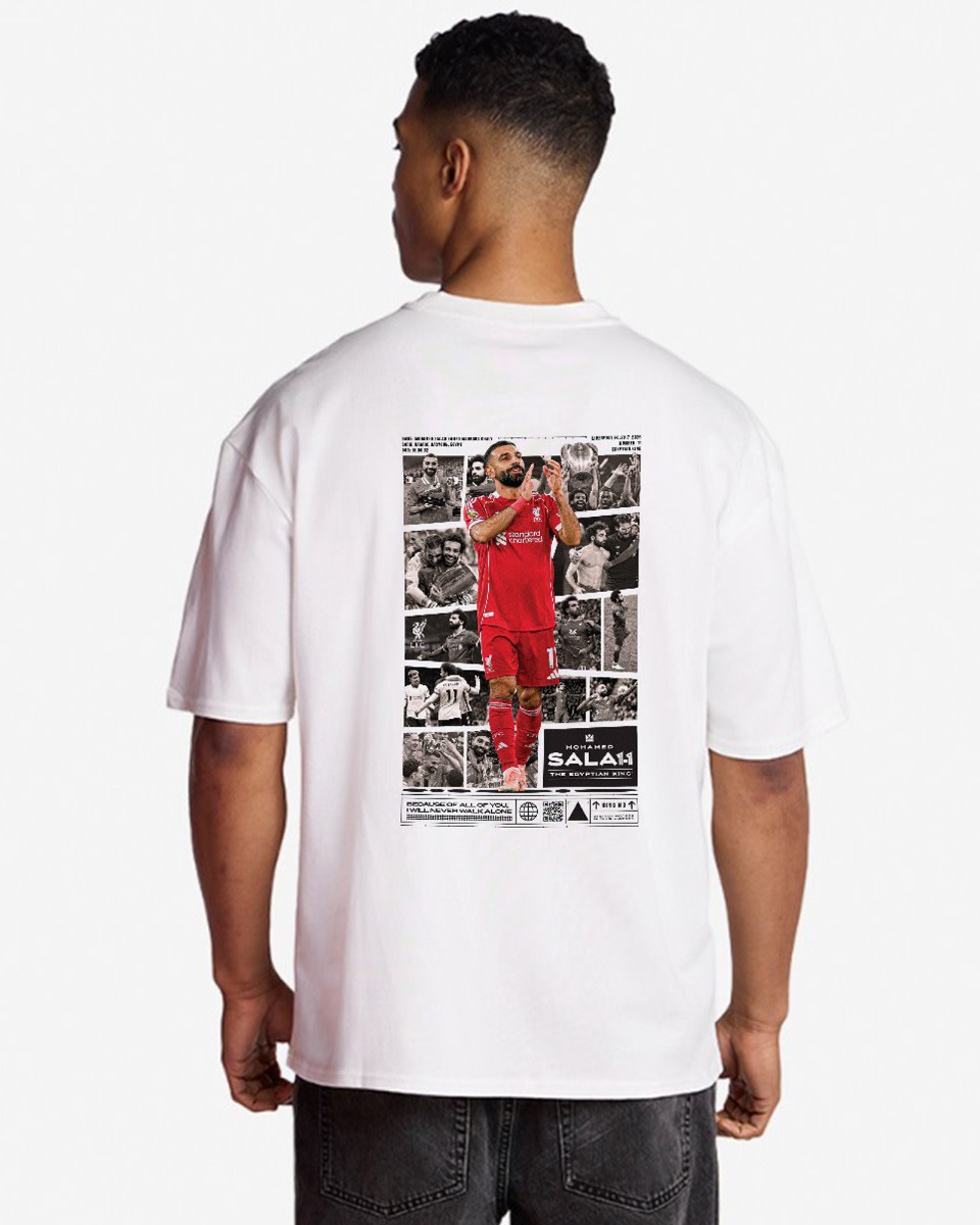 LFC Adults Salah Montage Oversized Tee White - Image 1