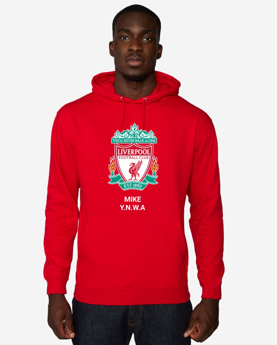 LFC Crest Personalised Red Hoody - Image 1