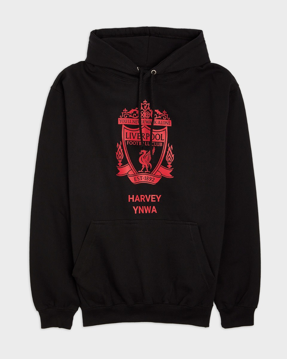 LFC Red Crest personlig svart hettegenser - Image 2