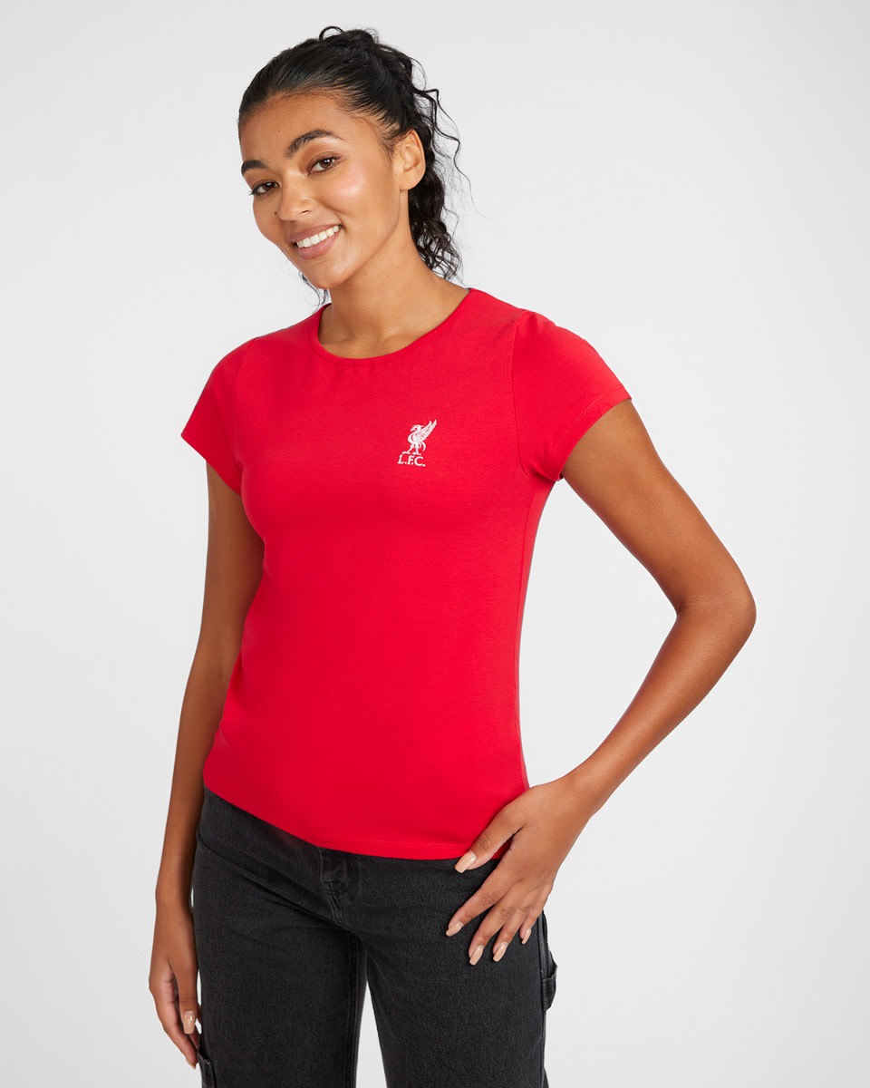 Camiseta roja con el escudo de Liverbird de LFC para mujer - Image 1