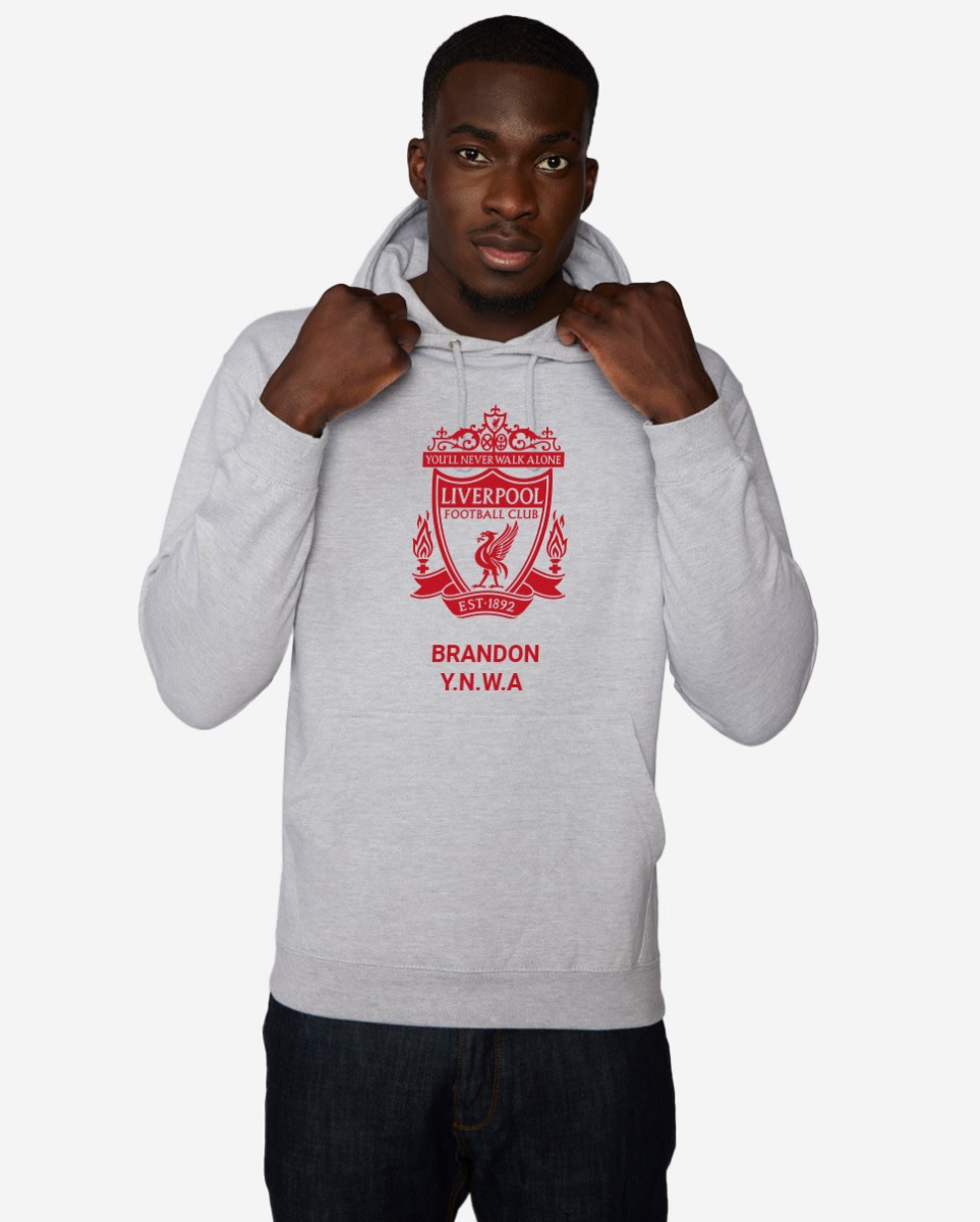 LFC Red Crest personlig grå hettegenser - Image 1