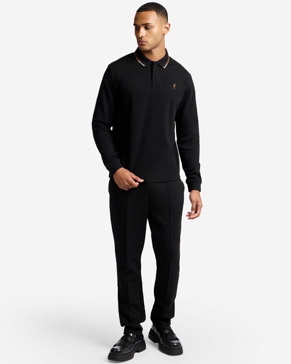 LFC Mens Long Sleeve Tipping Polo Black - Image 4