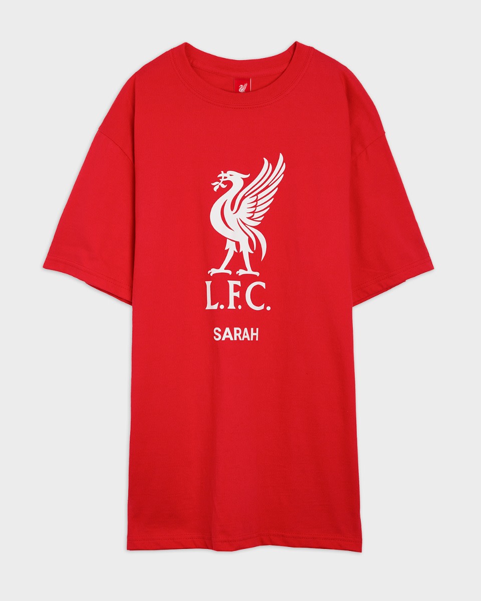 LFC White Liverbird Personalised Red Tee - Image 2