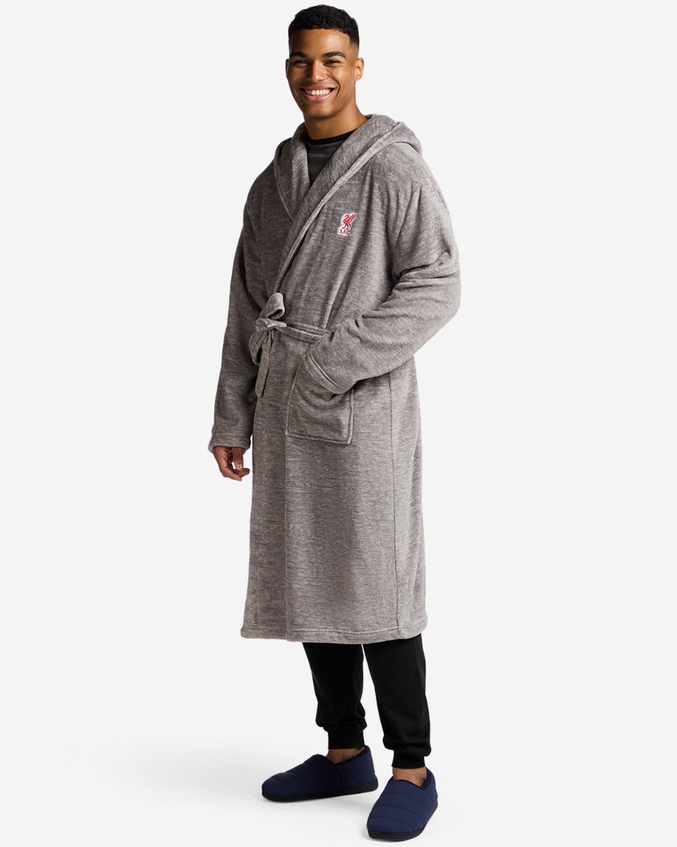 LFC Mens YNWA Hooded Dressing Gown Grey - Image 4