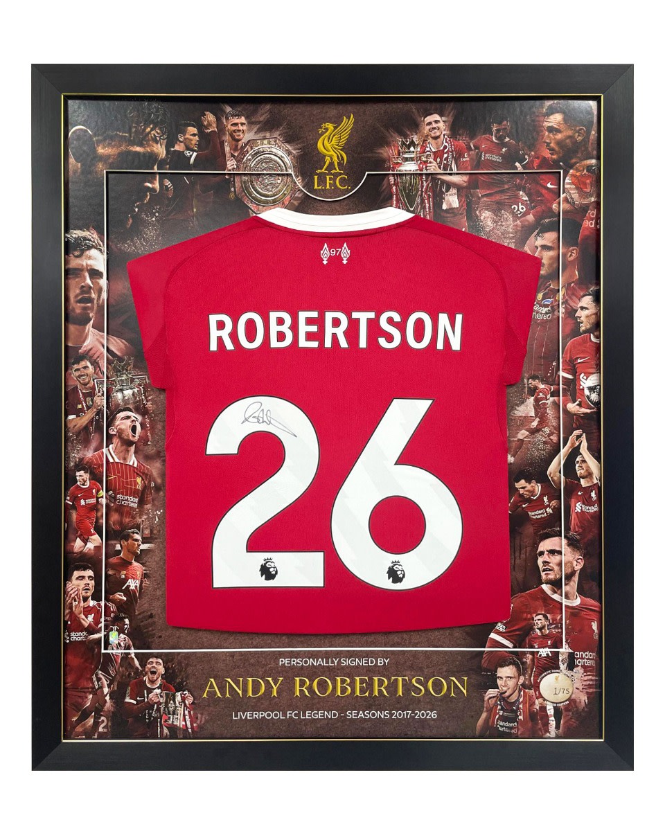 LFC サイン入りロバートソン限定エディション額入り 25/26 ホームシャツ - Image 1