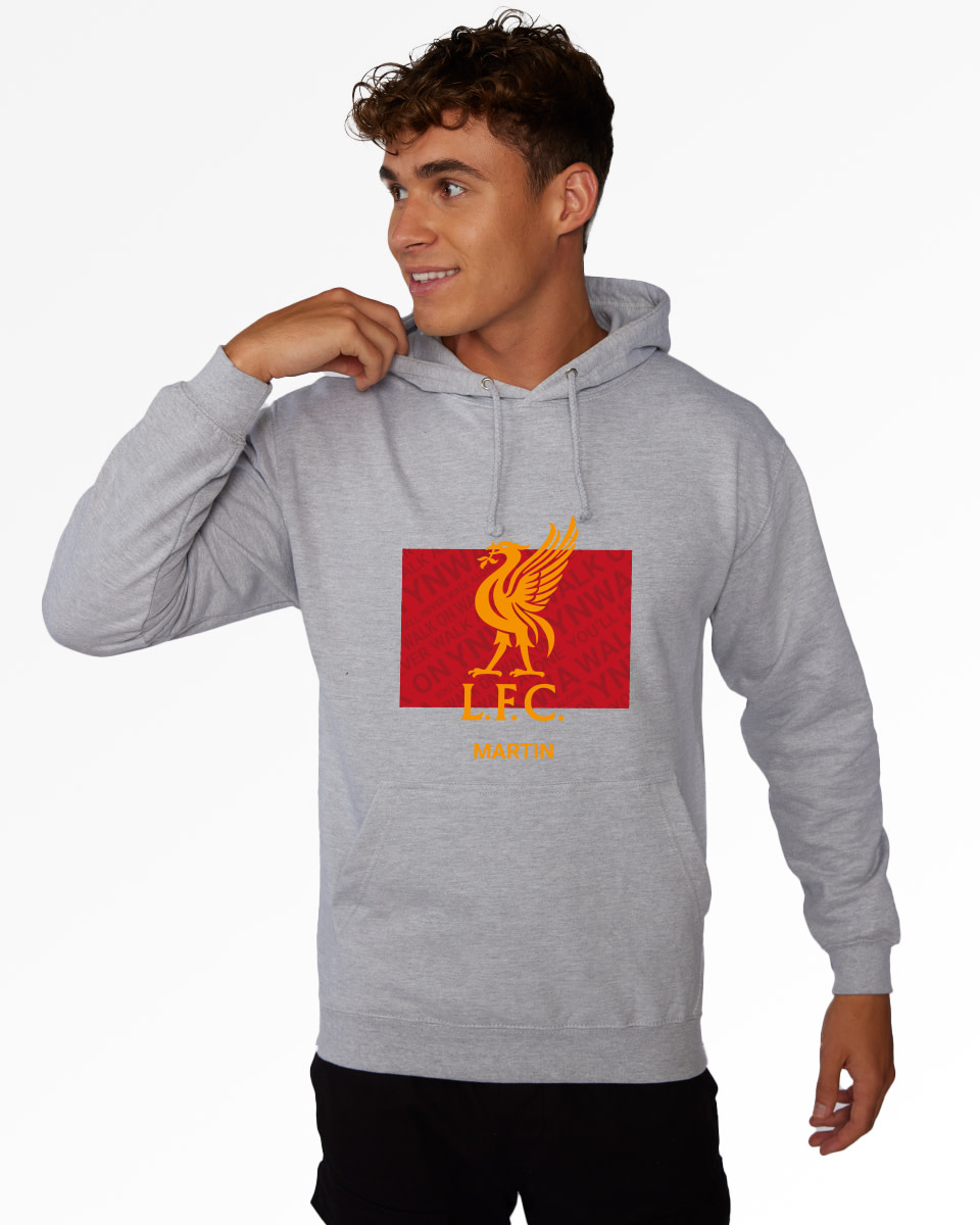 Sweat à capuche gris personnalisé LFC Liverbird - Image 1
