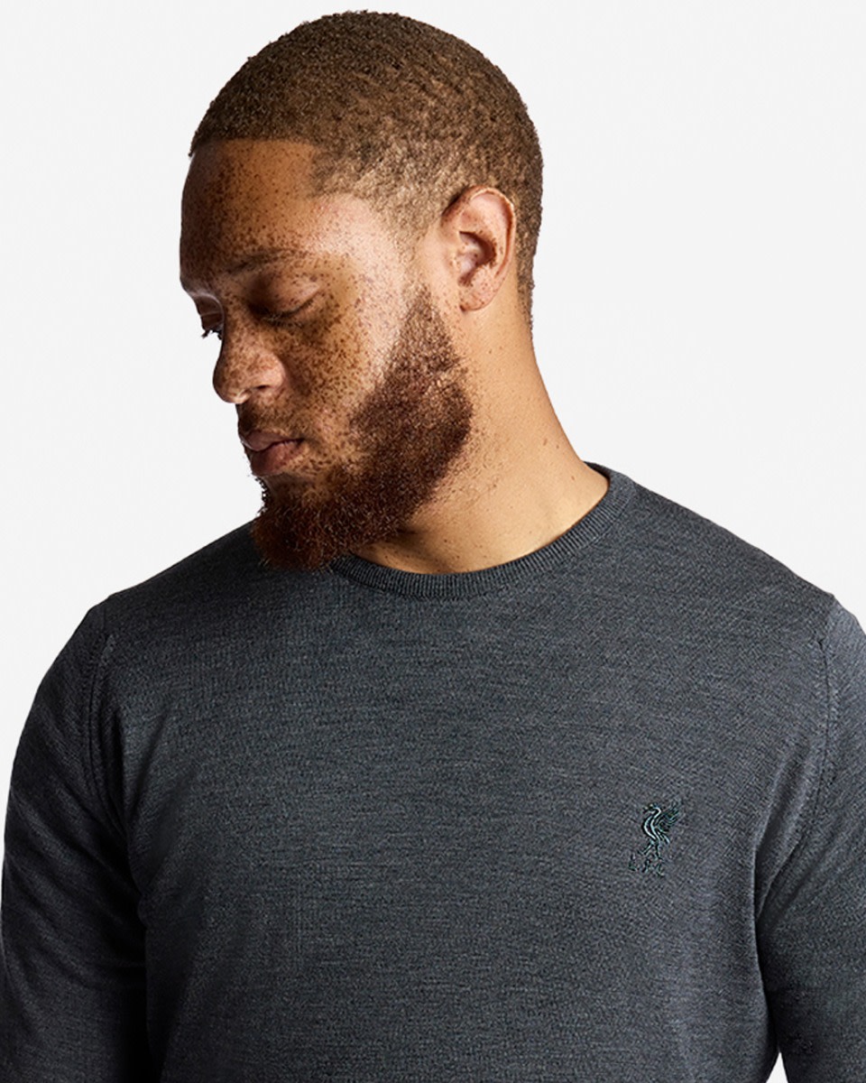 Pull à col rond en laine mérinos extra fine LFC X John Smedley pour homme, anthracite - Image 2