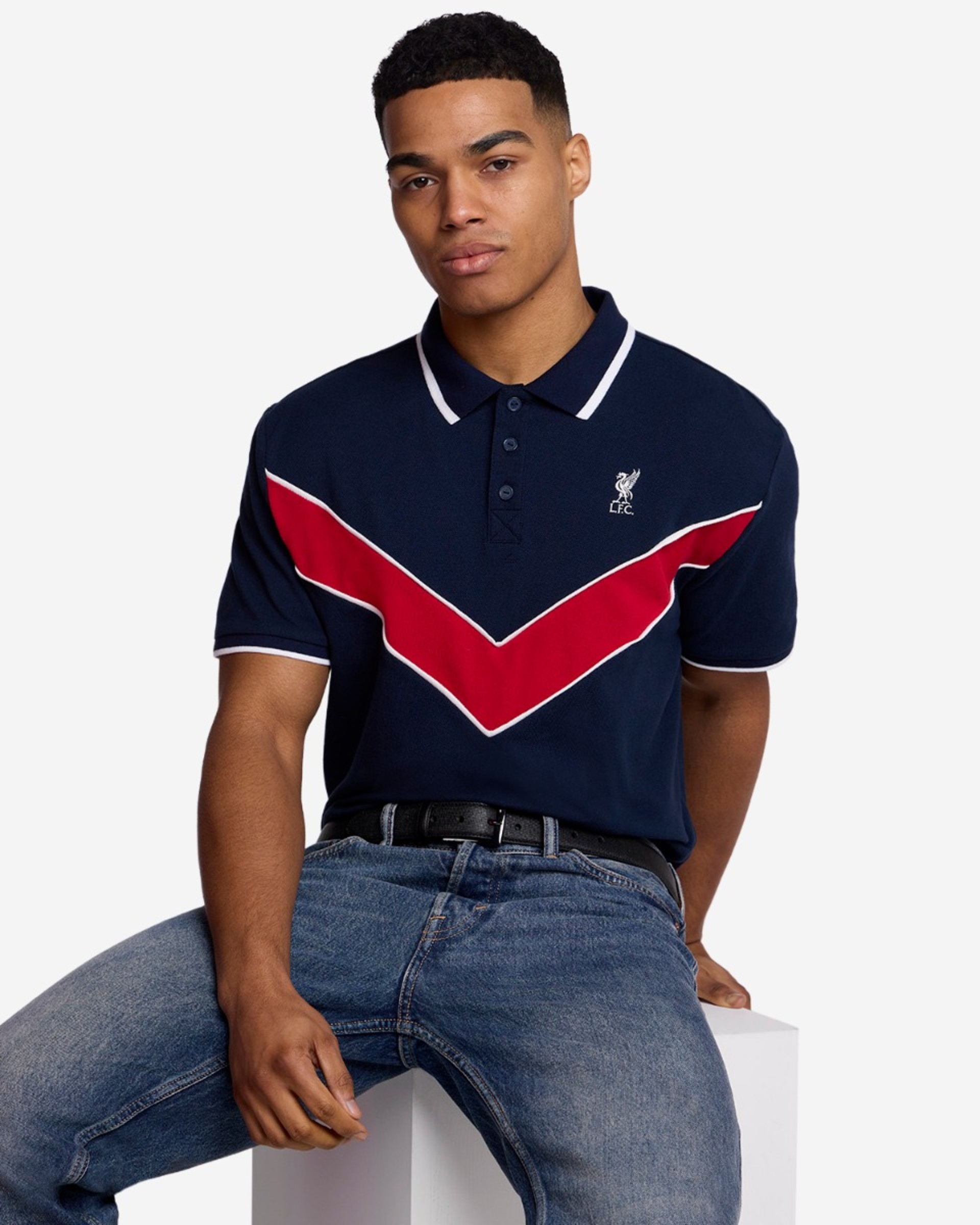 LFC Chevron Poloshirt für Erwachsene, Marineblau - Image 1