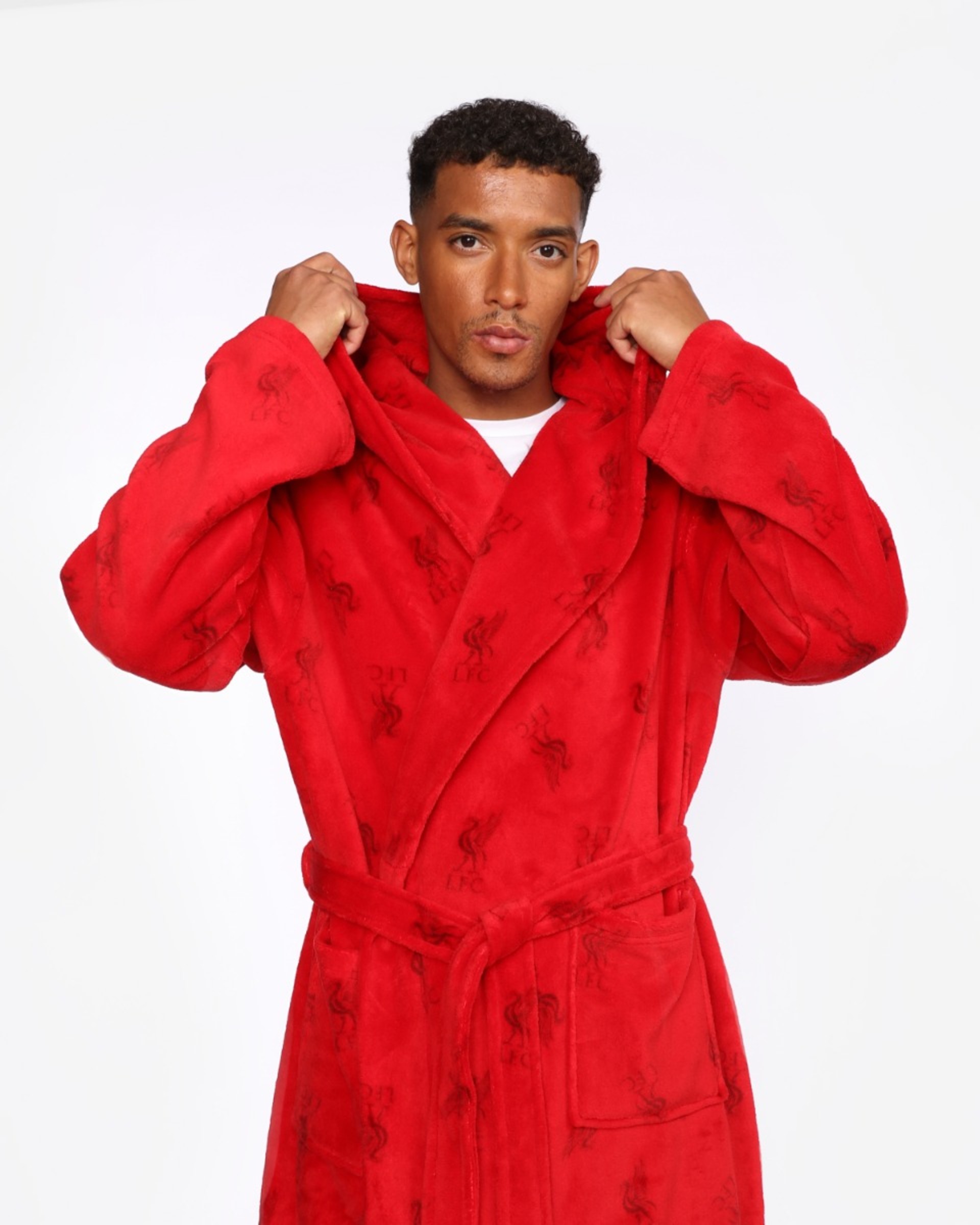 Robe de chambre à capuche LFC pour homme rouge - Image 2