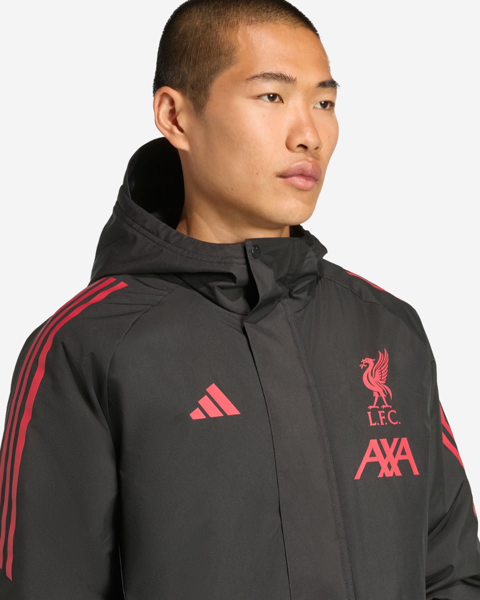LFC adidas Mens 25/26 Domestic Long Match Day Jacket Black - Image 3