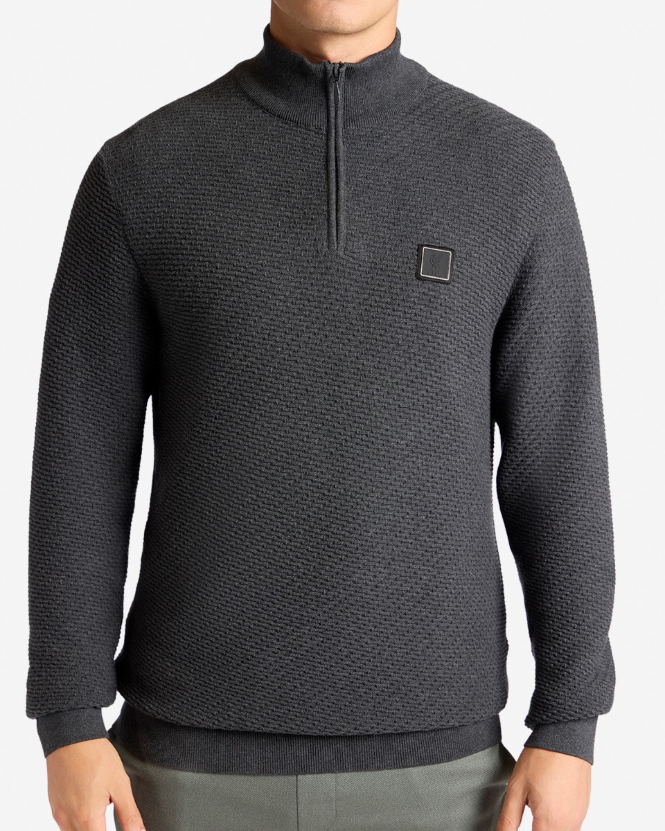 LFC Mens Firma 1/4 Zip Knit Charcoal - Image 3