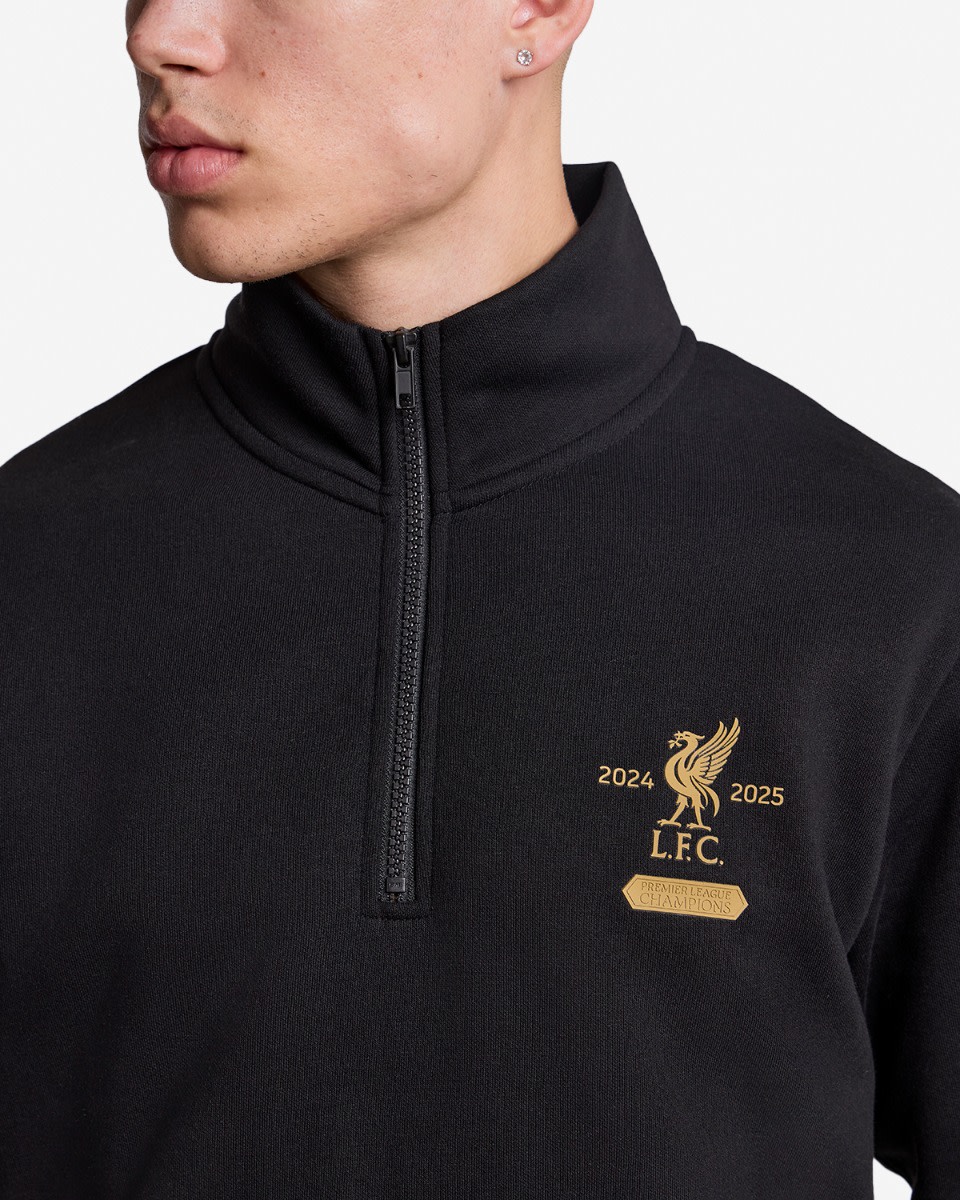 LFC Mens Champions 1/4 Zip Sweater Black - Image 2