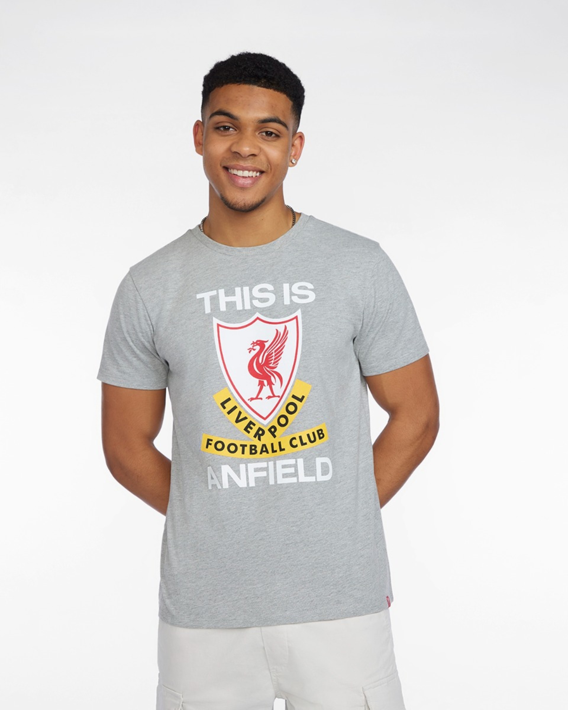 เสื้อยืดลายกราฟิกสำหรับบุรุษ LFC This Is Anfield สีเทา มาร์ล - Image 1